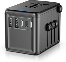 Universal Travel Adapter, 6.0A 30W 5 USB C/A Ports  2500W AC Outlets,...