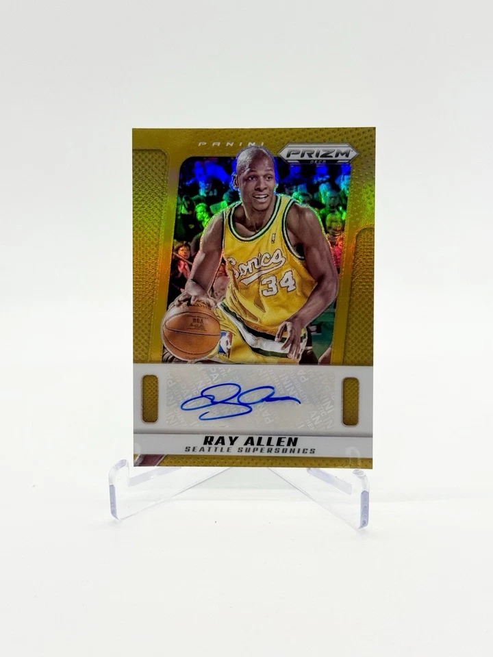 2024-25 Panini Prizm Deca RAY ALLEN Assinaturas OURO VERDADEIRO Auto SONICS #/10 J15 - Imagem 2 de 4