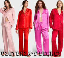 VICTORIA'S SECRET Glazed Satin Long Pajama Set Women's Sleepwear Choose Colors