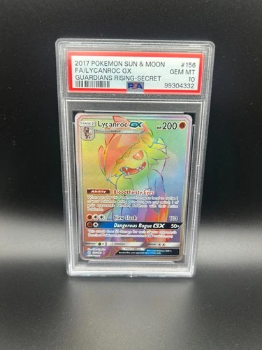 Pokemon Lycanroc GX Full Art Secret Rare 156/145 Guardians Rising English PSA 10