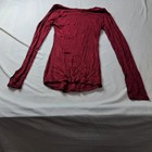 Ozzolo Womens Small Burgundy Ribbed Long Sleeve Scoop Neck Top Stretch — photo 7