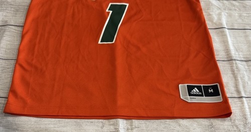 Adidas Miami Hurricanes #1 Orange Basketball Jersey Size Medium Throwback - Picture 2 of 6