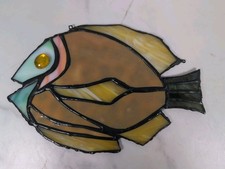 Stained Glass Fish Suncatcher Hanging Panel Leaded Glass Window Art