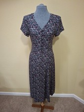 Vtg 1990s DBY Ltd Floral Maxi Dress Crisscross Tie Back Cottage Core Garden
