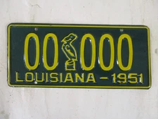 1951  Louisiana SAMPLE ZERO  License Plate Tag PELICAN SP
