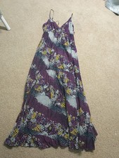 Y2K Anthropologie MAEVE SANTA ANA Floral Spaghetti Ruffle Maxi DRESS Women's 10