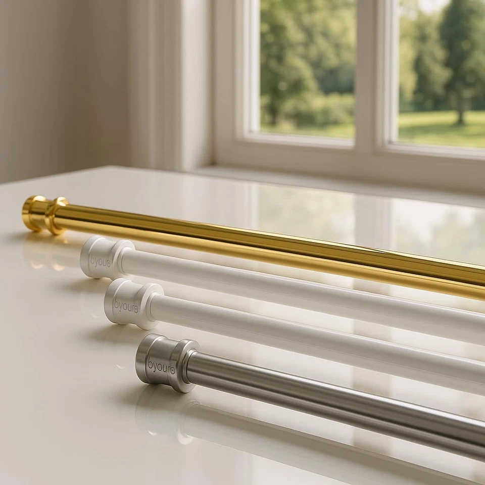 - Coppia Bastoni per Tende Con Molla a Pressione per Porta Finestra Astine Senza - Immagine 3 di 4