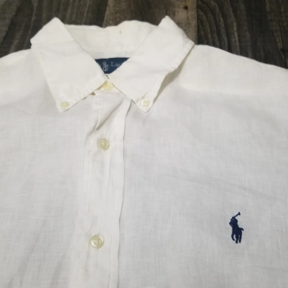 Polo Ralph Lauren Shirt Mens XL Relaxed Fit Linen Button Down White Preppy - Image 2 of 4