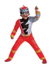 Official Red Ranger Toddler Muscle Costume Outfit, Dino Fury, Small 2T