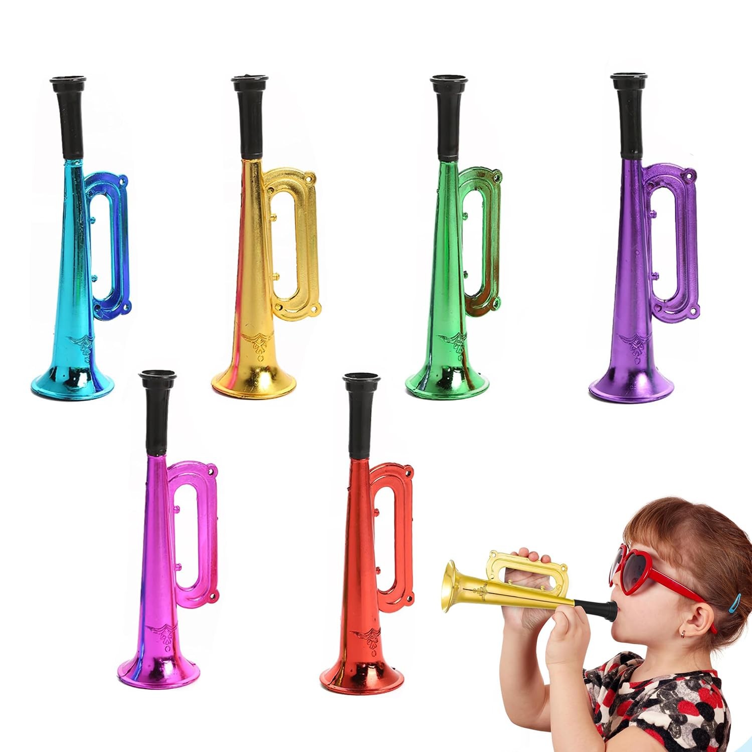 6 trompettes de musique en plastique instrument noise maker pour fête
