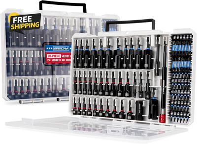 80-Piece Premium Magnetic Impact Nut Driver Set Metric & SAE with Socket