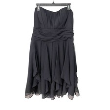 Davids Bridal Black Party Dress 14 Strapless Pleated Ruffle Layered Event Prom