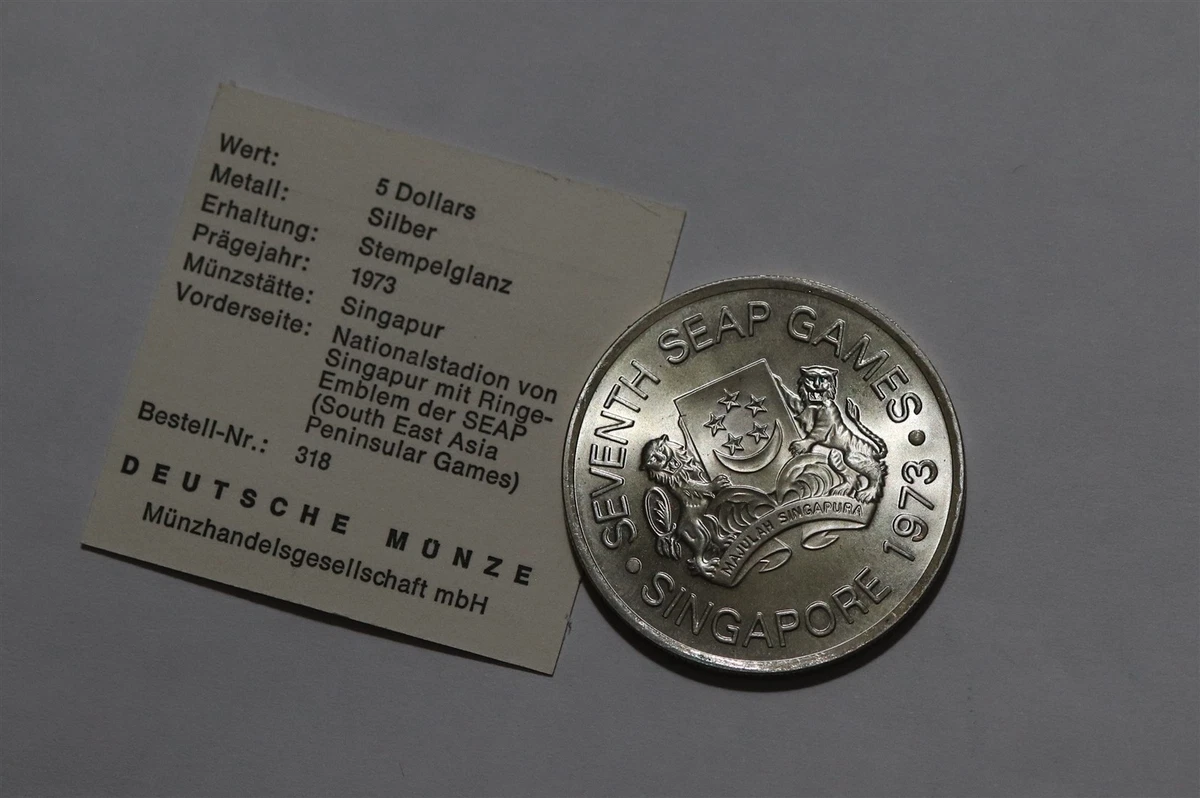 1973年シンガポール5ドル第7回東南アジア半島競技大会記念銀貨 ハイグレード Silver 1973 Singapore Coins for sale | eBay