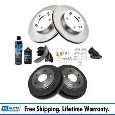 Front & Rear Ceramic Pad, Rotor, Shoe & Drum Kit w/Fluids for Honda