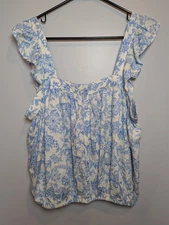 melrose and market Women's Size M floral tank top, coastal grandma