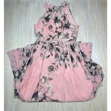 Eliza J Pink Floral Halter Chiffon Overlay Romantic Garden Party Maxi Dress 12