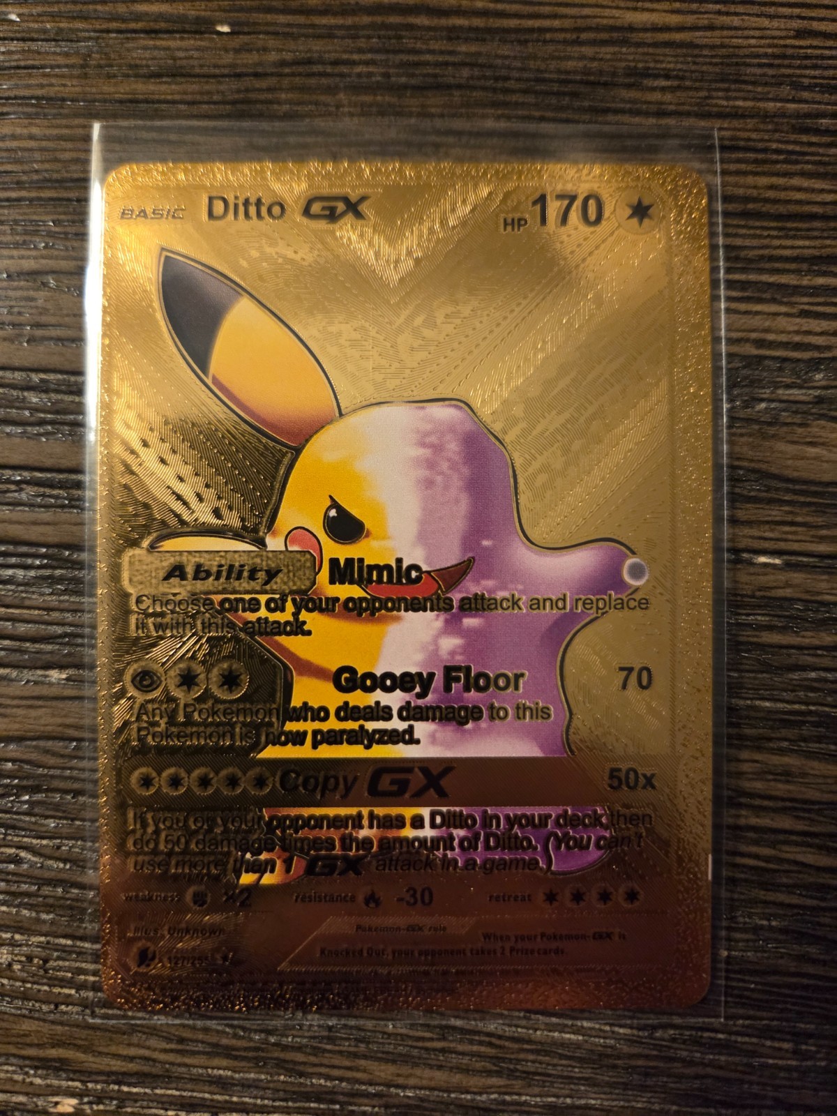 Pokemon Ditto (Pikachu) GX GOLD Foil Fan Art Card  - 170 HP - 127/255