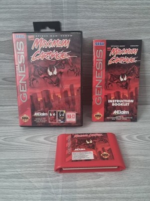 SpiderMan Maximum Carnage Venom Sega Genesis Complete Boxed Rare Red Cart Import