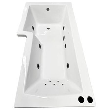 Black Whirlpool Showerbath L Shaped Spa with Black Jets and Screen Left Hand