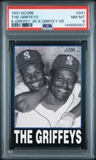 1991 SCORE K.GRIFFEY JR/K.GRIFFEY SR. #841 THE GRIFFEYS PSA 8