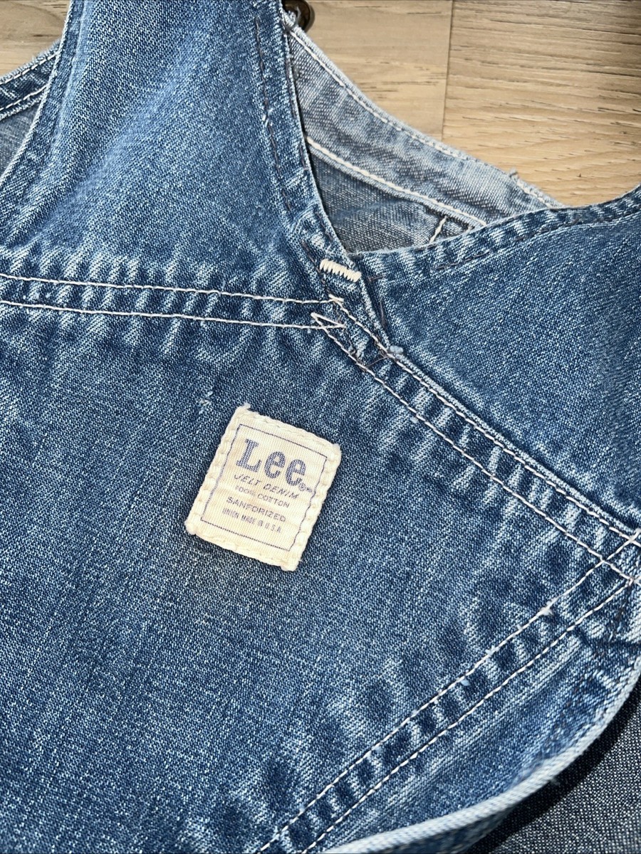Vintage 50's Lee Long L Jelt Denim Distressed Overalls Size 36x32