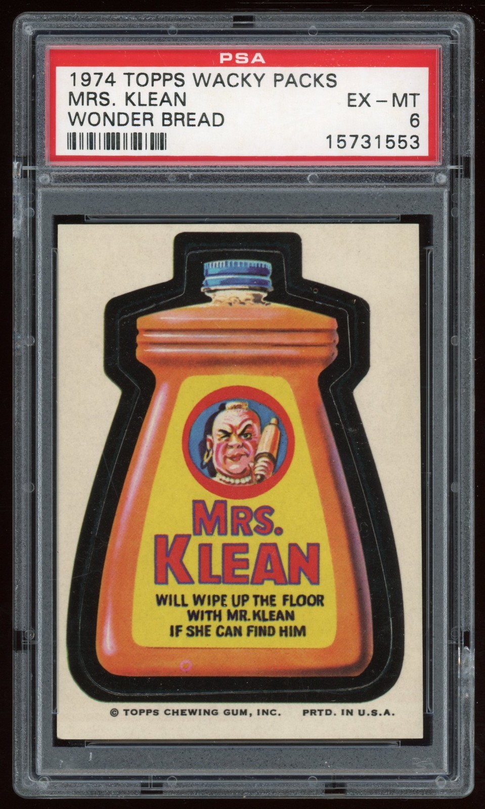 1973 Topps Wacky Packages Sticker Mrs. Klean Wonder Bread 1st Series PSA 6