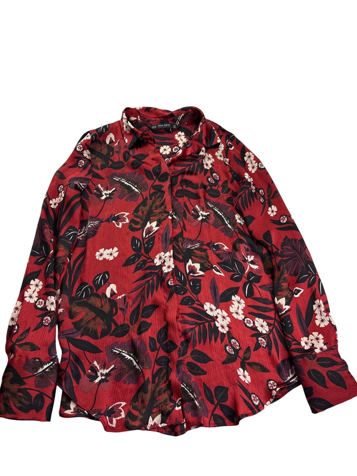 Zara Basic Collection Womens Floral Button Front … - image 1