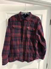 Orvis Men’s Red/Navy Flannel Shirt. Size Large. Used. Good Condition.