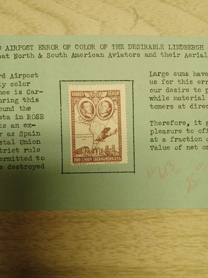 C55a 1930 España Air Post Color Error Marrón Rosa Correo Aereo Pro Union Iberoamer Foto 3 de 4