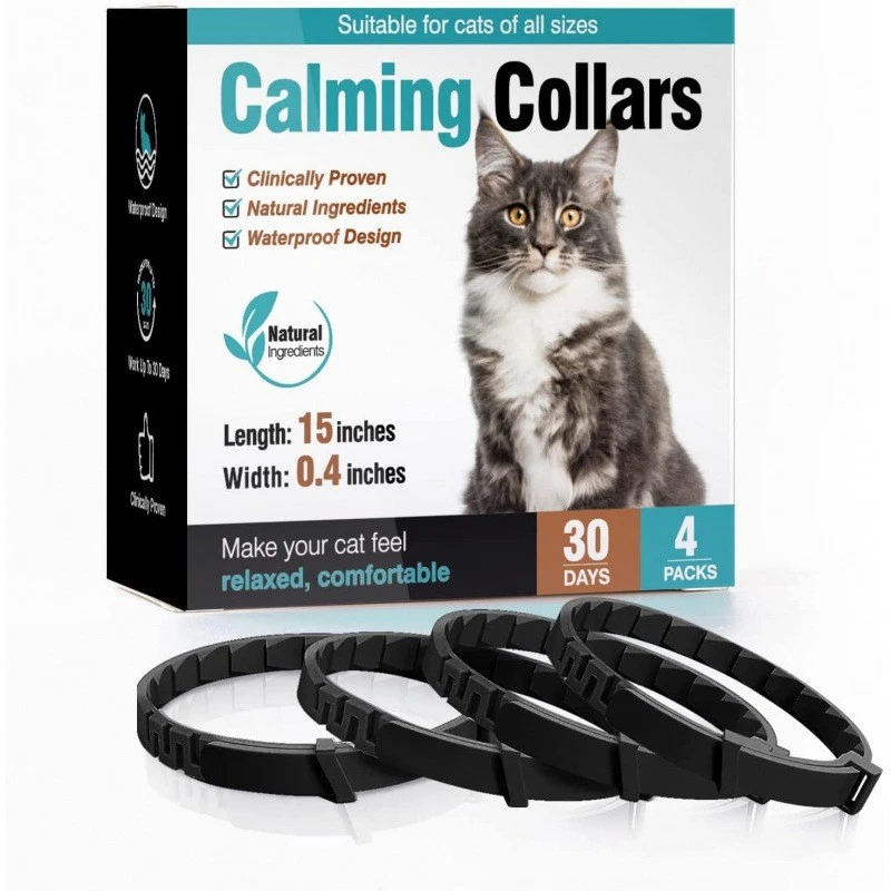 4pcs Pet Calming Collars (Dogs & Cats) Pheromone-Infused Anxiety Relief Collars