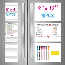 6 Pack Magnetic Dry Erase Boards, 3 8'' X 12''  3 5'' X 8'' for Fridge