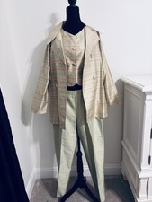 Laina Westerland Women?s Size 4 Shantung Silk Pink Mint Swing Jacket Vest Pants