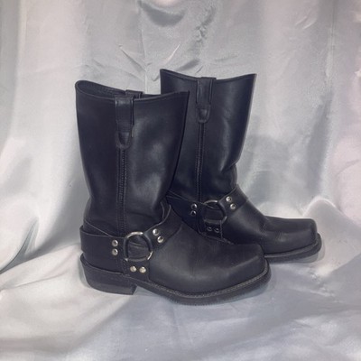 Double H Mens 9.5D Black Harness Leather Biker Boots Square Toe.NEW w/o tags