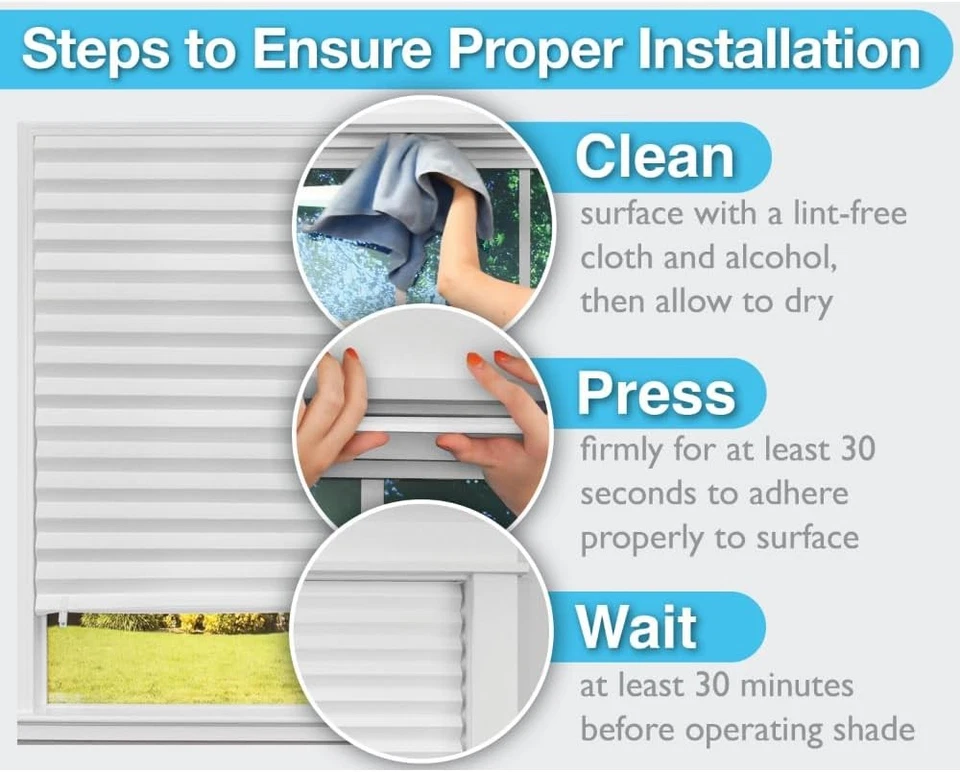 Redi Shade No Tools Original Blackout Pleated 36"W x 72"H, Black  - Image 4 of 4