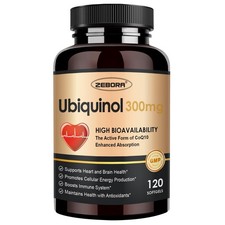Ubiquinol CoQ10 300mg Softgels for Heart Health  Energy, 120 Count