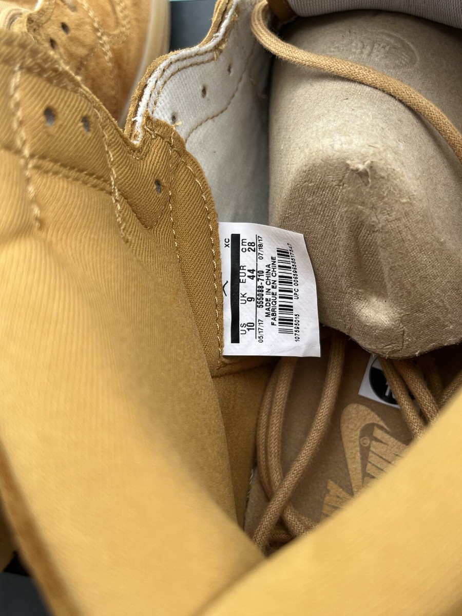 美品27.5cmAIR JORDAN 1 RETRO HIGH OG WHEAT Nike Jordan 1 Retro High Top Mens Size 12 Wheat Suede