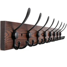 32.2'' Large Coat Rack Wall Mount Coat Hooks Coat Hanger with 8 Metal Black T...