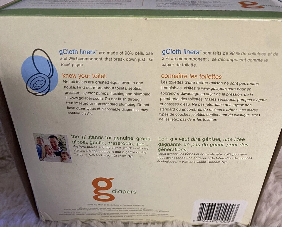 NUEVO gDiapers Caja De 105 Caja De Forros De Tela Sin Abrir Foto 4 de 4