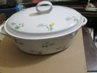 Anchor Hocking Ovenware Casserole Dish W/Lid 2 Qt Floret Pattern Vintage-Japan