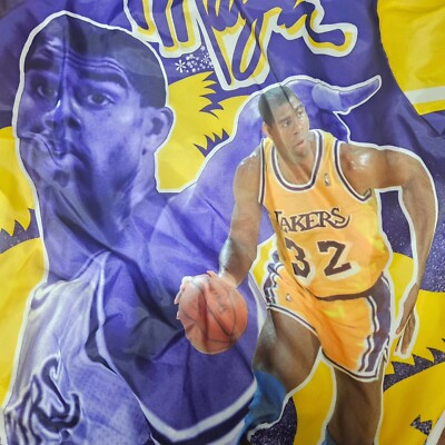 Magic Johnson Vintage Chalkline Jacket Size Large LA Lakers NBA | eBay