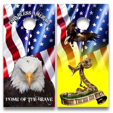 Cornhole Board Wraps Qty. two 24" x 48" God Bless America, Don't Tread On Me
