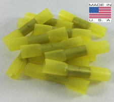 25 pcs Mize Wire Yellow Heat Shrink Butt Connectors Crimp Terminals MADE IN USA