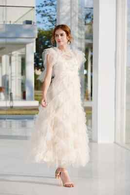 Kleid Kleid Elegant Lang Schwarz Mode Event Abend Beige Satin Plissee 05918