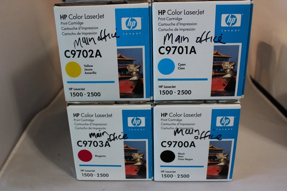 HP Printer Toner LaserJet C9700A C9701A C9702A C9703 4 Genuine Color 1500 2500 Foto 2 de 4