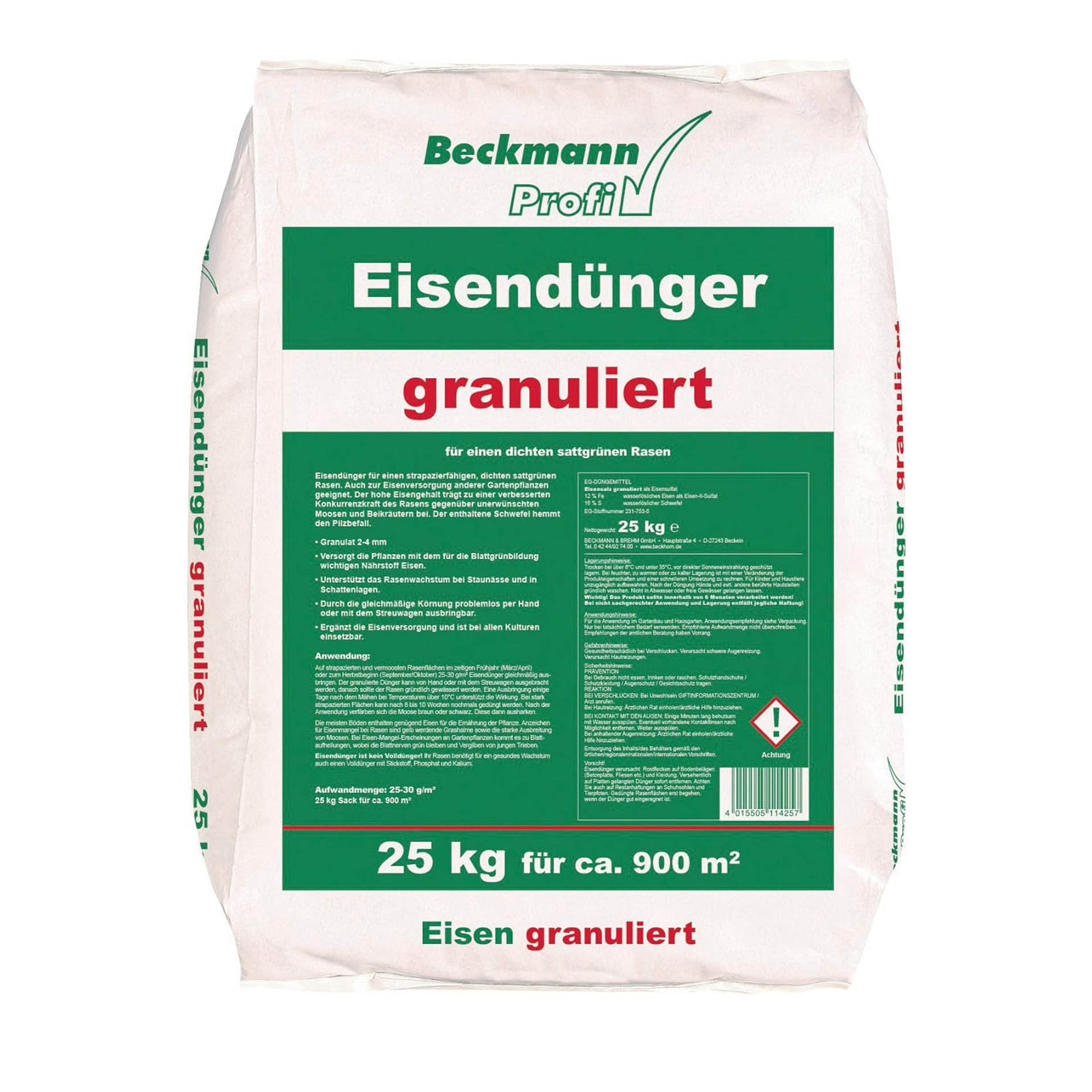 Streufähiges Feingranulat 1-3mm Beckmann Rasofert Rasendünger 12+3+5 – 25 Kg Sack – Organisch-mineralisch Mit Langzeitwirkung Stickstoff Rasendünger