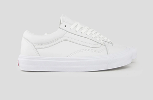 old skool leather white vans