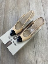 Vintage 1980s Bruno Magli Slingback Leather Kitten Heels Made in Italy With Box