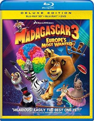 Madagascar 3:  Europe's Most Wanted (Three-Disc Blu-ray 3D / Blu-ray / DV - GOOD