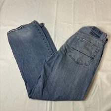 Abercrombie & Fitch Men Jeans 31x32 Blue Denim Distressed Boot Cut Stretch Y2K