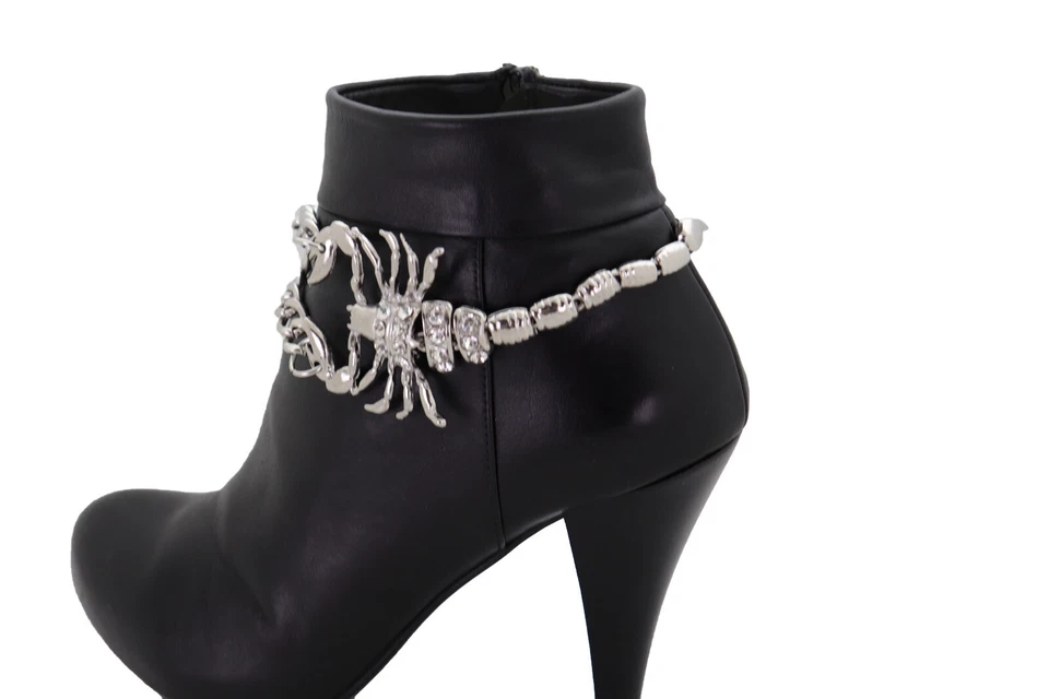 Женщин Серебряный металлический загрузки цепочка браслет лодыжки обуви Скорпион подвеска поп-звезда вид - Изображение 4 из 4